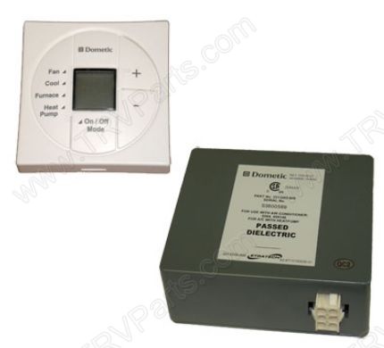 Dometic Single Zone LCD Pol White T-stat w Control Kit SKU1121
