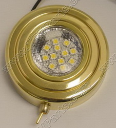 Brass Bright White Puck Light with Switch sku151 - Click Image to Close