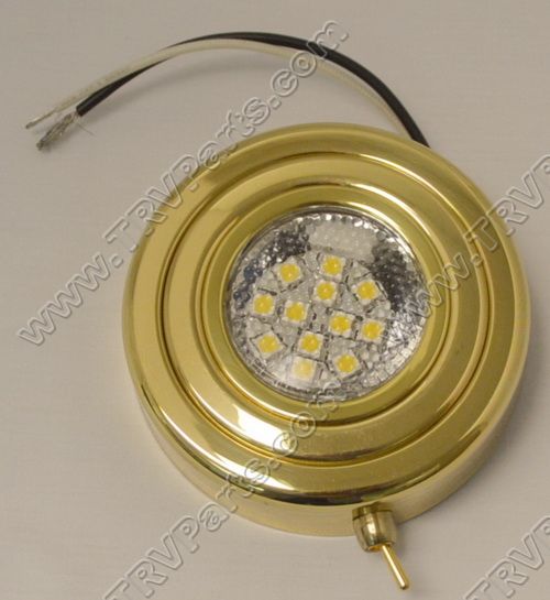 Brass Warm White Puck Light with Switch sku152 - Click Image to Close