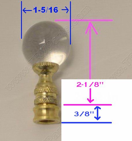 Clear Crystal Finial with Brass Base sku2251 - Click Image to Close