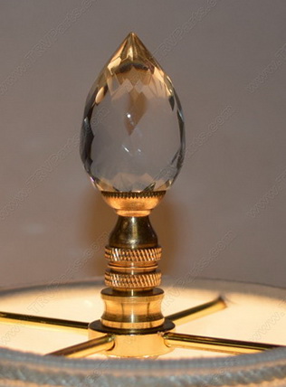 Diamond Cut Clear Crystal Finial with Brass Base sku2146 - Click Image to Close