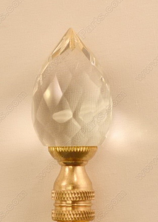 Diamond Cut Clear Crystal Finial with Brass Base sku2146 - Click Image to Close