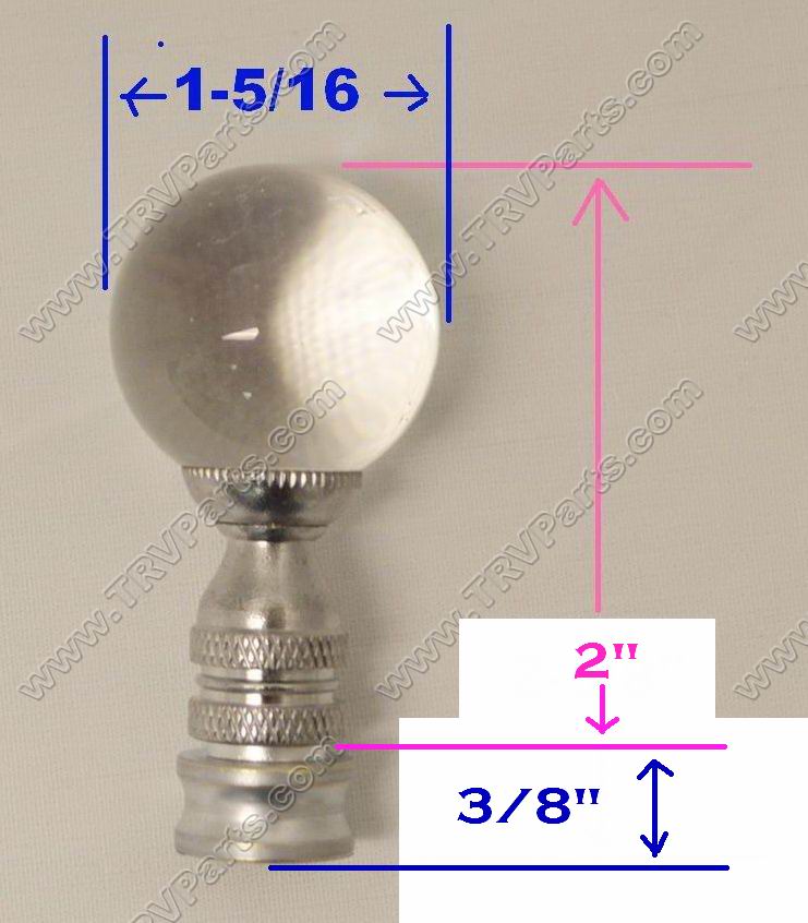 Clear Crystal Finial with Chrome Base sku2264 - Click Image to Close
