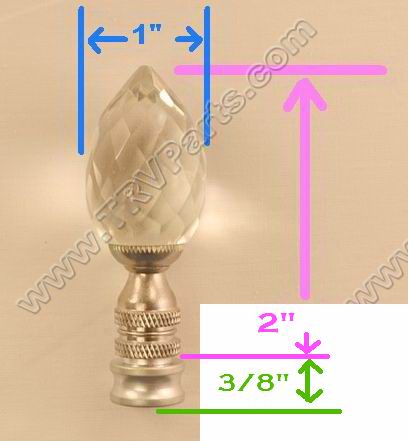 Diamond Cut Clear Crystal Finial with Chrome Base sku2265 - Click Image to Close