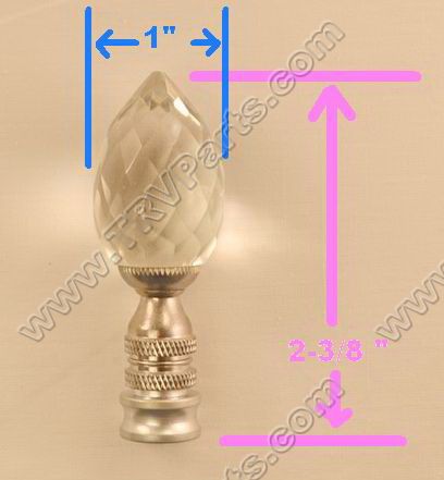 Diamond Cut Clear Crystal Finial with Chrome Base sku2265 - Click Image to Close