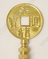 Solid Brass Coin Finial From the Qing Dynasty 1875-1908 sku1960