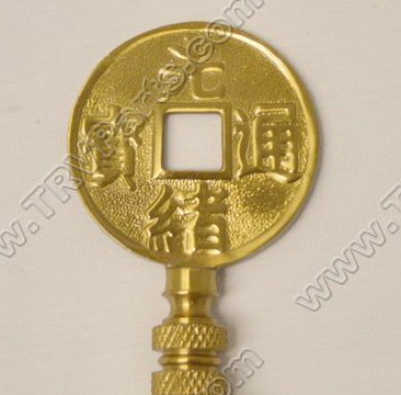 Solid Brass Coin Finial From the Qing Dynasty 1875-1908 sku1960