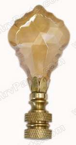 Pretty Aulburn Topaz Crystal Lamp Finial Antique Base sku2476 - Click Image to Close
