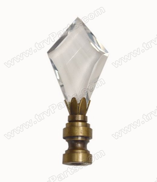 Diamond Cut Clear Crystal Finial in Brass Base sku2481