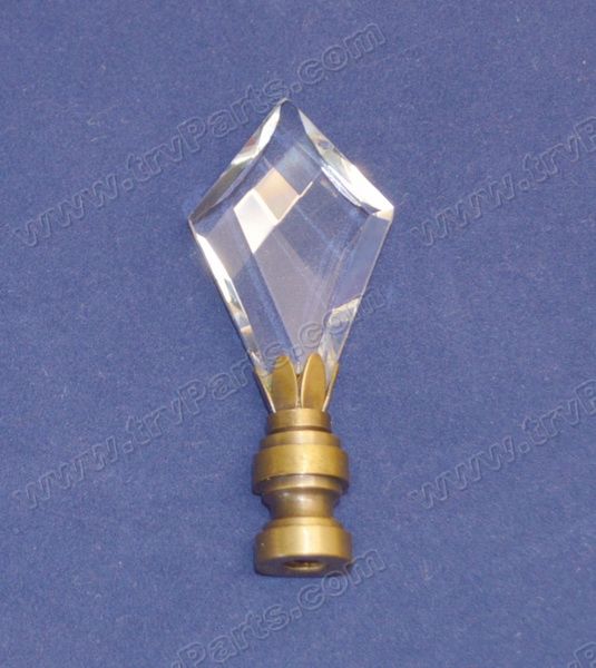 Diamond Cut Clear Crystal Finial in Brass Base sku2481