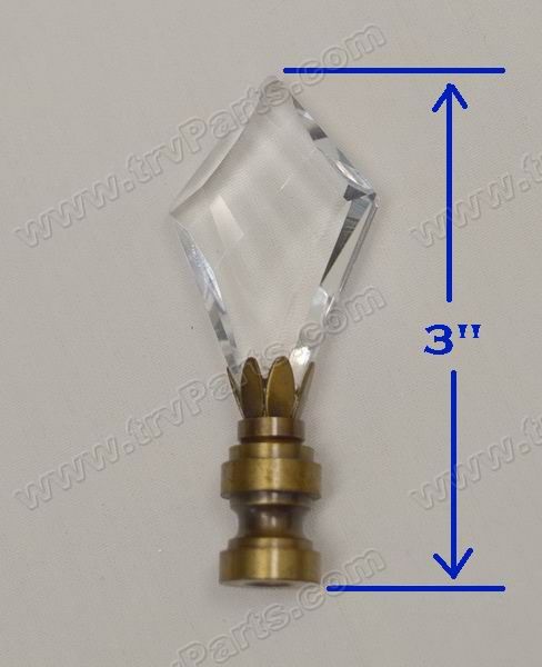 Diamond Cut Clear Crystal Finial in Brass Base sku2481 - Click Image to Close