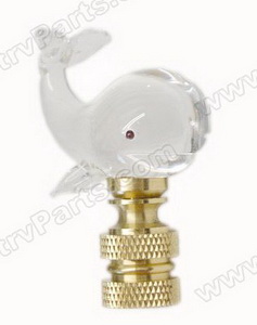 Clear Crystal Whale Finial with Brass Base sku2497 - Click Image to Close