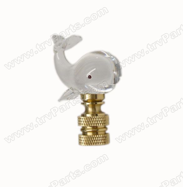 Clear Crystal Whale Finial with Brass Base sku2497 - Click Image to Close