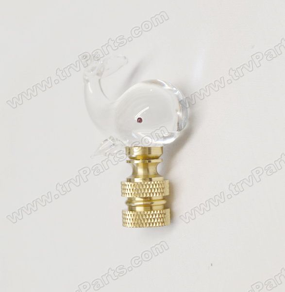 Clear Crystal Whale Finial with Brass Base sku2497