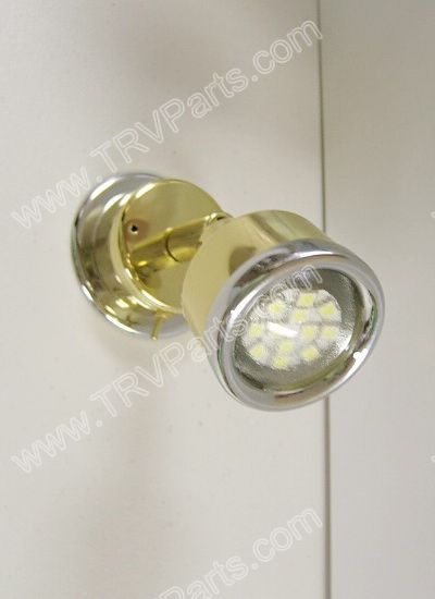 Bright white LED Reading Light Brass with Chrome trim SKU285 - Click Image to Close