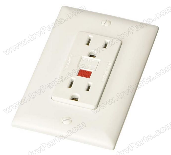 Dual GFCI Outlet with Cover Plate in White - Click Image to Close