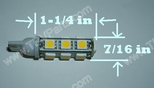 Bright White 13 LED T10 socket T10-13BW sku322 - Click Image to Close