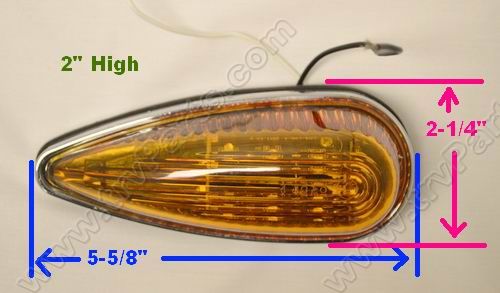 1 Teardrop Curved Base Light w14 Amber LEDs wL Gasket SKU2647 - Click Image to Close
