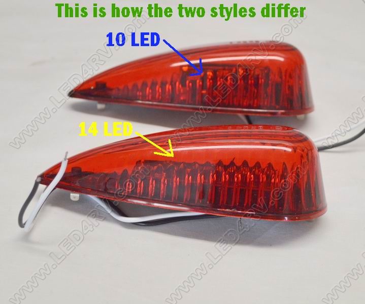 1 Straight Base Red 10 LED Teardrop Marker Light sku2396 - Click Image to Close