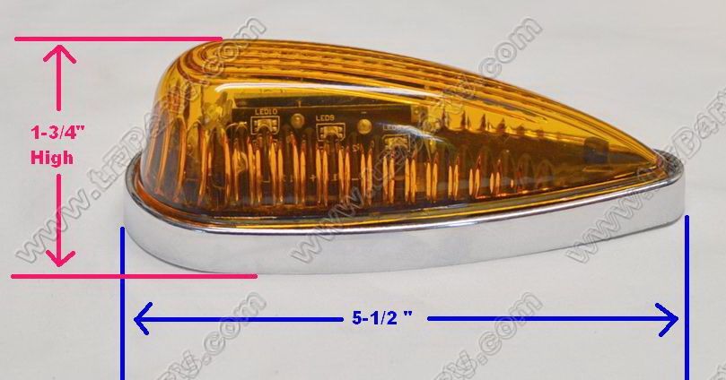 1 Straight Base Amber 14 LED Teardrop with Gasket sku2953 - Click Image to Close