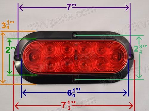 Red LED Waterproof Oval Taillight SKU543