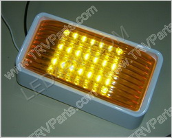 Patio LED Light 6 by 3.25 inch with Amber Lens in White SKU1239 - Click Image to Close