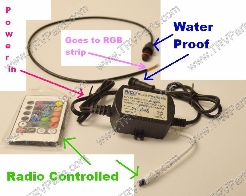 Water Proof Radio Controller Multi Color LED lights sku1719 - Click Image to Close