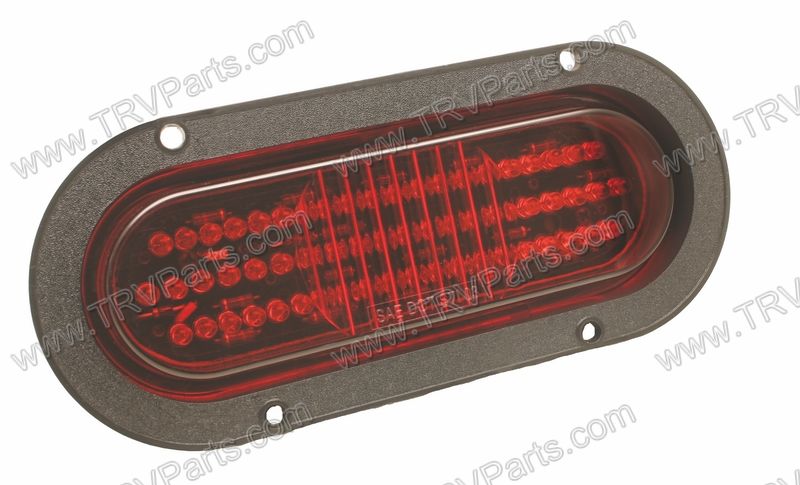 Red 52 LED 6 in Oval STT Taillight with mnt Flange SKU1956 - Click Image to Close