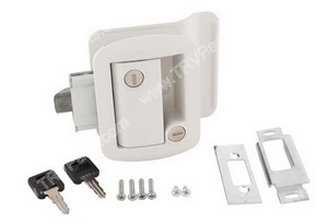 Global Entrance door lock White w paddle and deadbolt sku2035 - Click Image to Close