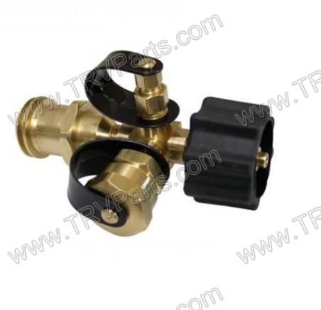 Tee Style Gas Adpt ACME to POL with check Valve SKU1979 - Click Image to Close