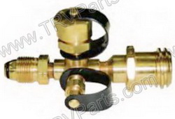 Tee Style Gas Adpt ACME to POL with check Valve SKU1981 - Click Image to Close