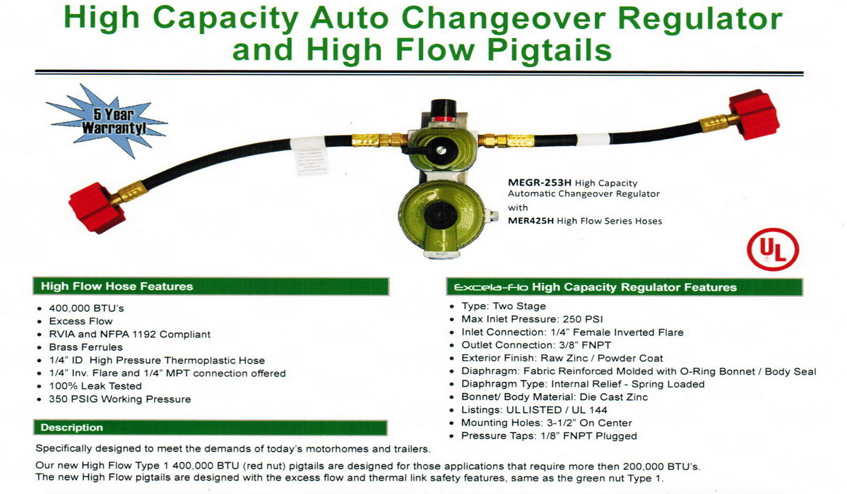 Gas Reg 2 Stage High Cap Auto Change Over 15 in hoses SKU2003